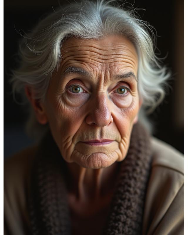 Artistic portrait of a senior individual with a thoughtful expression using dramatic lighting